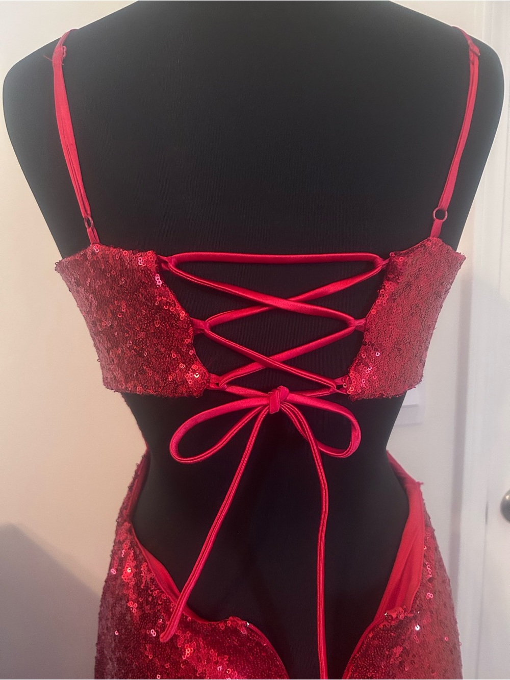 Sz 13 Red Honey and Rosie Sequin floor length gown - Picture 4 of 6